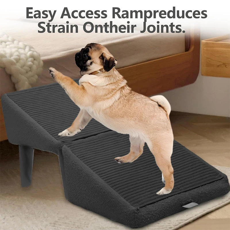 2-in-1 Convertible Wooden Home Step Stool Dog Ramp Stairs for Bed