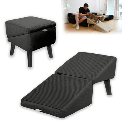 2-in-1 Convertible Wooden Home Step Stool Dog Ramp Stairs for Bed