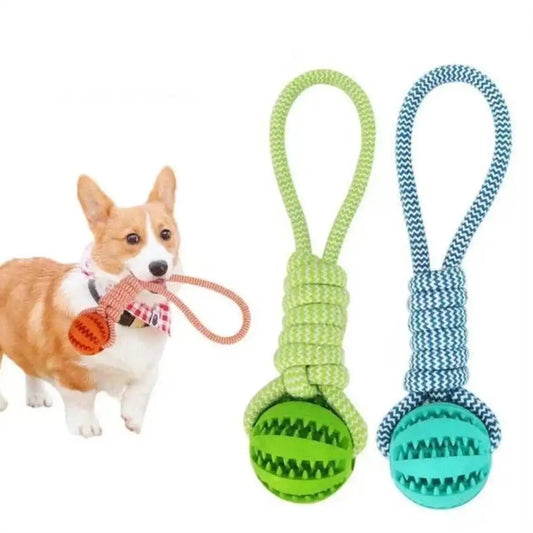 Interactive Dog Treat Ball - Cotton Rope Chew & Training Toy