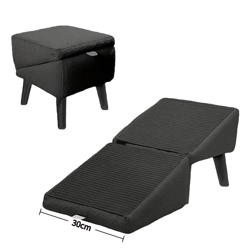 2-in-1 Convertible Wooden Home Step Stool Dog Ramp Stairs for Bed