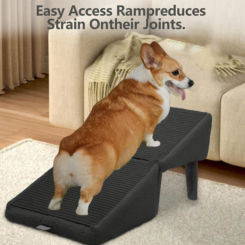 2-in-1 Convertible Wooden Home Step Stool Dog Ramp Stairs for Bed